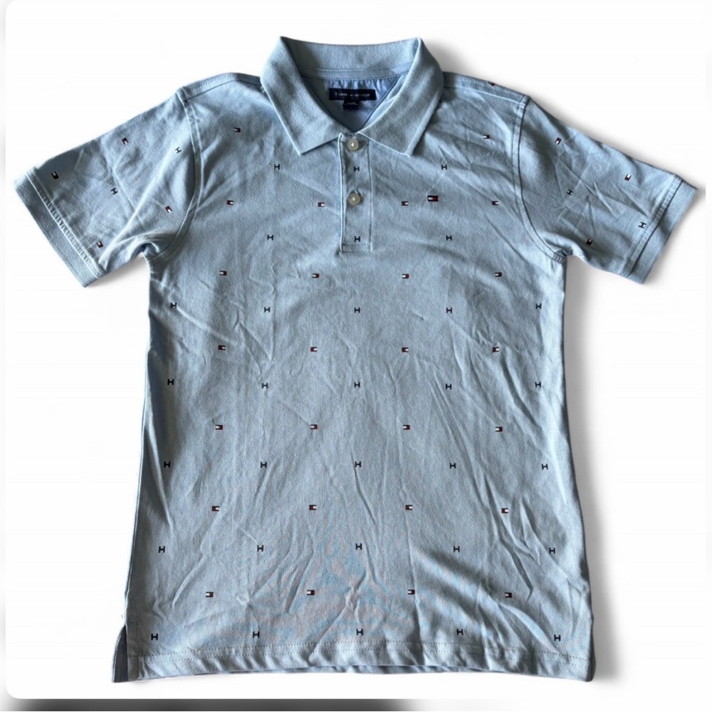 NWT🆕$50Tommy Hilfiger blue printed Logo polo shirt  Size: 10/12